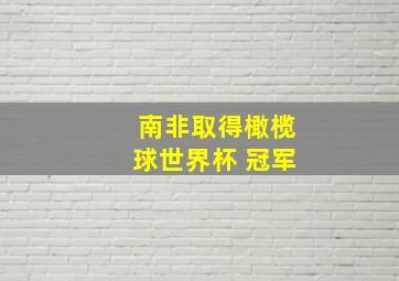 南非取得橄榄球世界杯 冠军